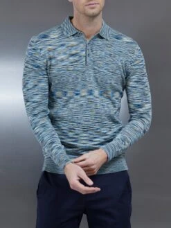 Egyptian Cotton Space Dye Long Sleeve Polo In Sage -Cheap Shirts Shop EgyptianCottonSpaceDyeLongSleevePolo Sage ARNE 105421925