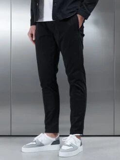 Garment Dye Cotton Trouser In Black