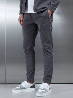 Garment Dye Cotton Trouser In Grey