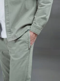 Garment Dye Cotton Trouser In Olive -Cheap Shirts Shop GARMENTDYE OLIVE 1141