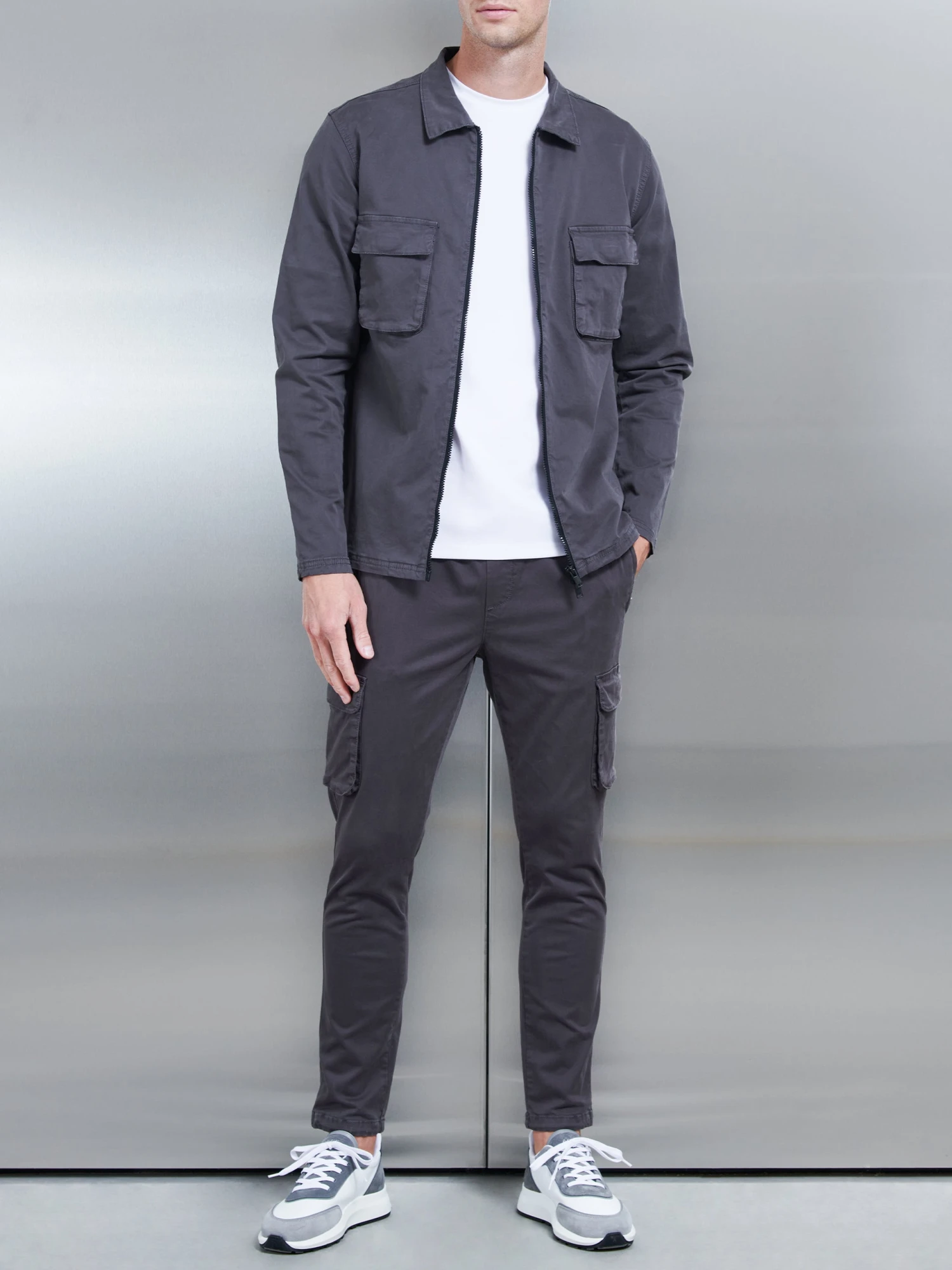 Garment Dye Cotton Cargo Pant In Grey 4 Garment Dye Cotton Cargo Pant In Grey - Image 2