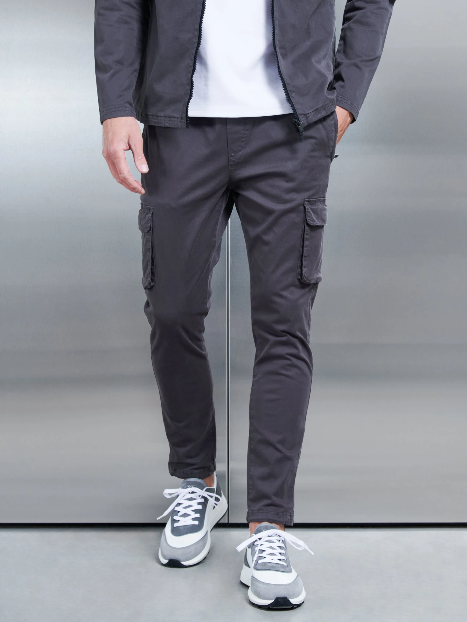 Garment Dye Cotton Cargo Pant In Grey 3 Garment Dye Cotton Cargo Pant In Grey