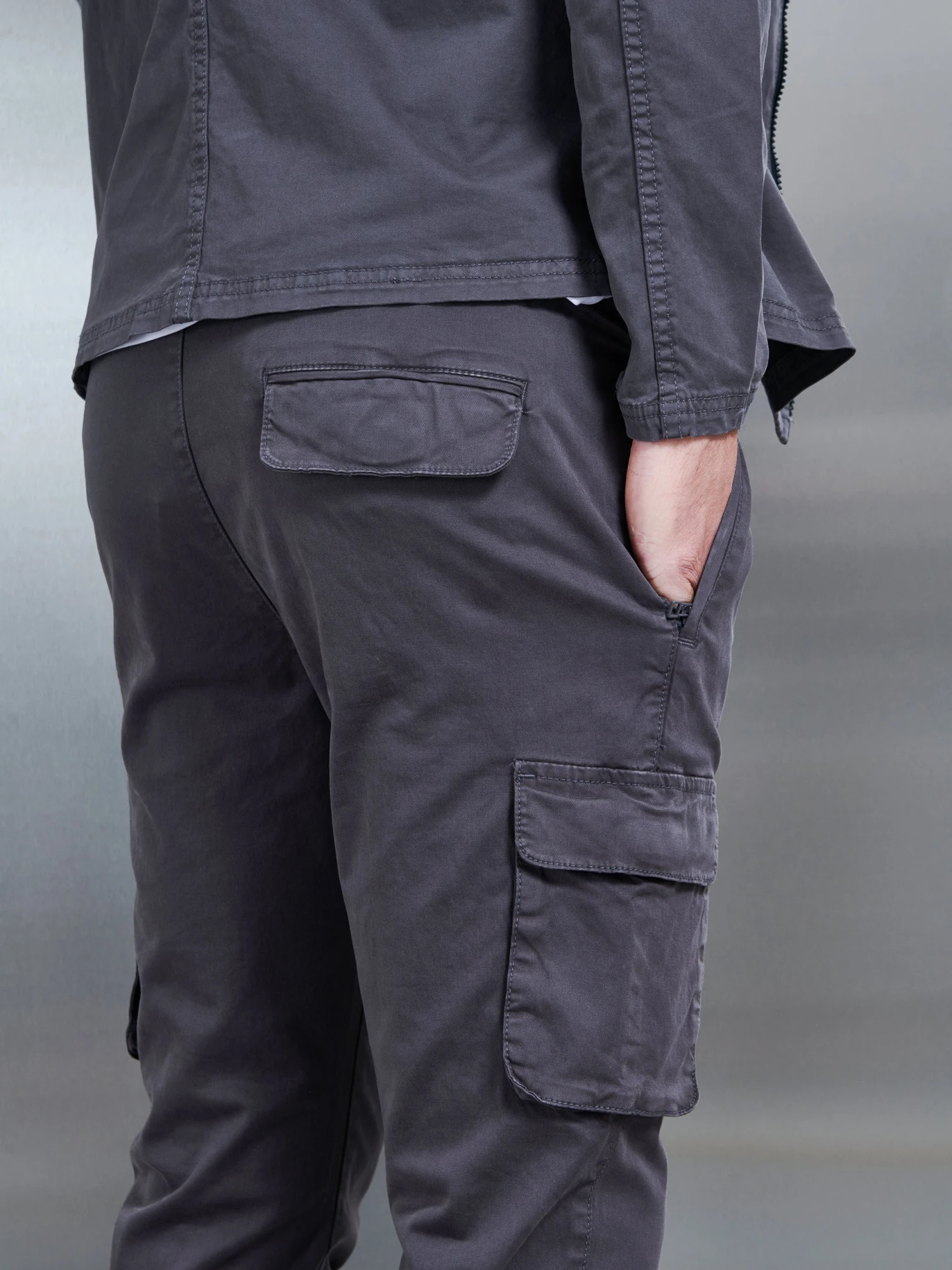 Garment Dye Cotton Cargo Pant In Grey 5 Garment Dye Cotton Cargo Pant In Grey - Image 3