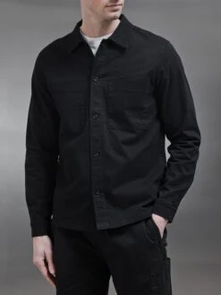 Garment Dye Overshirt In Black -Cheap Shirts Shop GarmentDyeOvershirtinBlack5