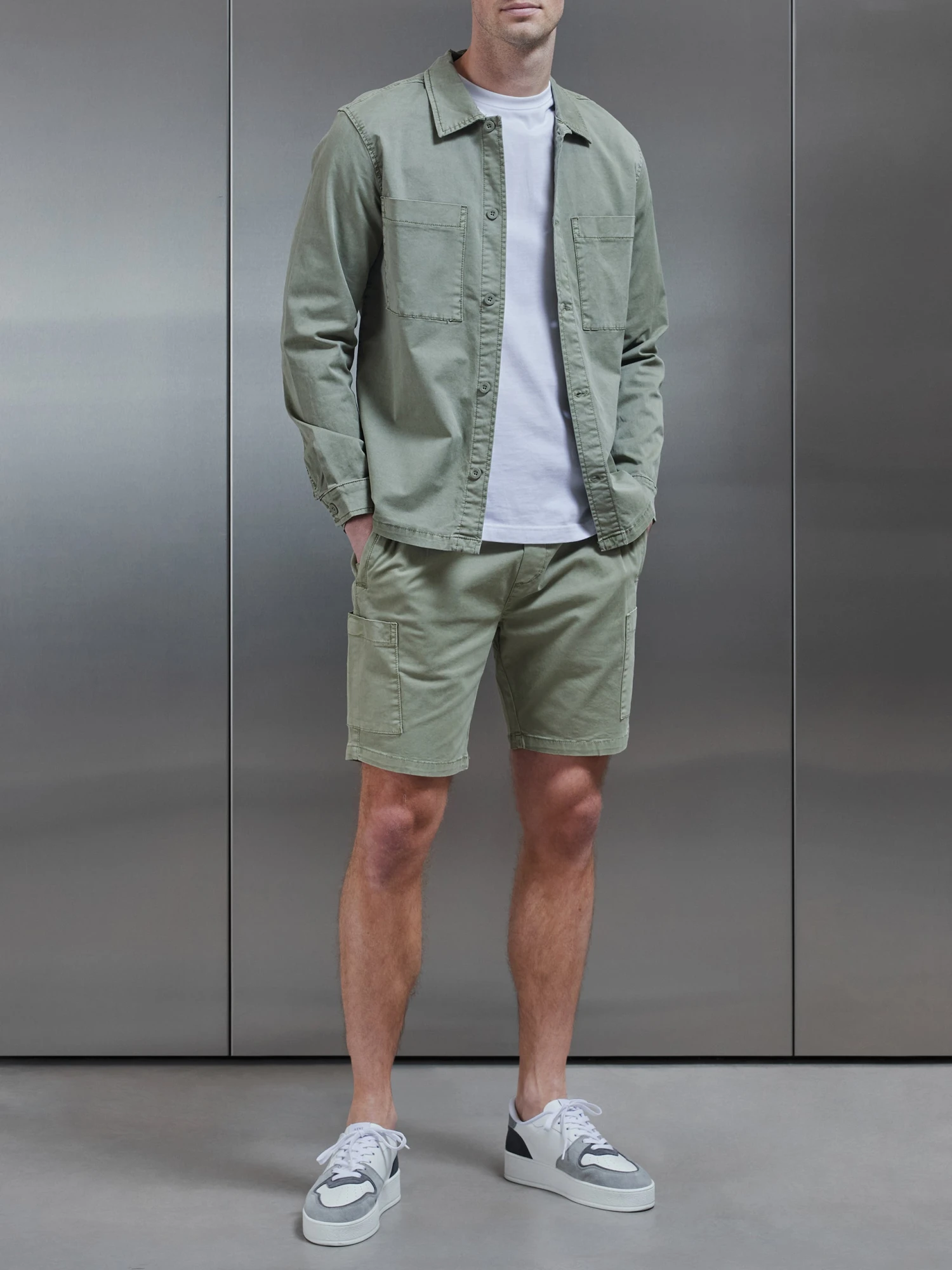 Garment Dye Overshirt In Olive 4 Garment Dye Overshirt In Olive - Image 2