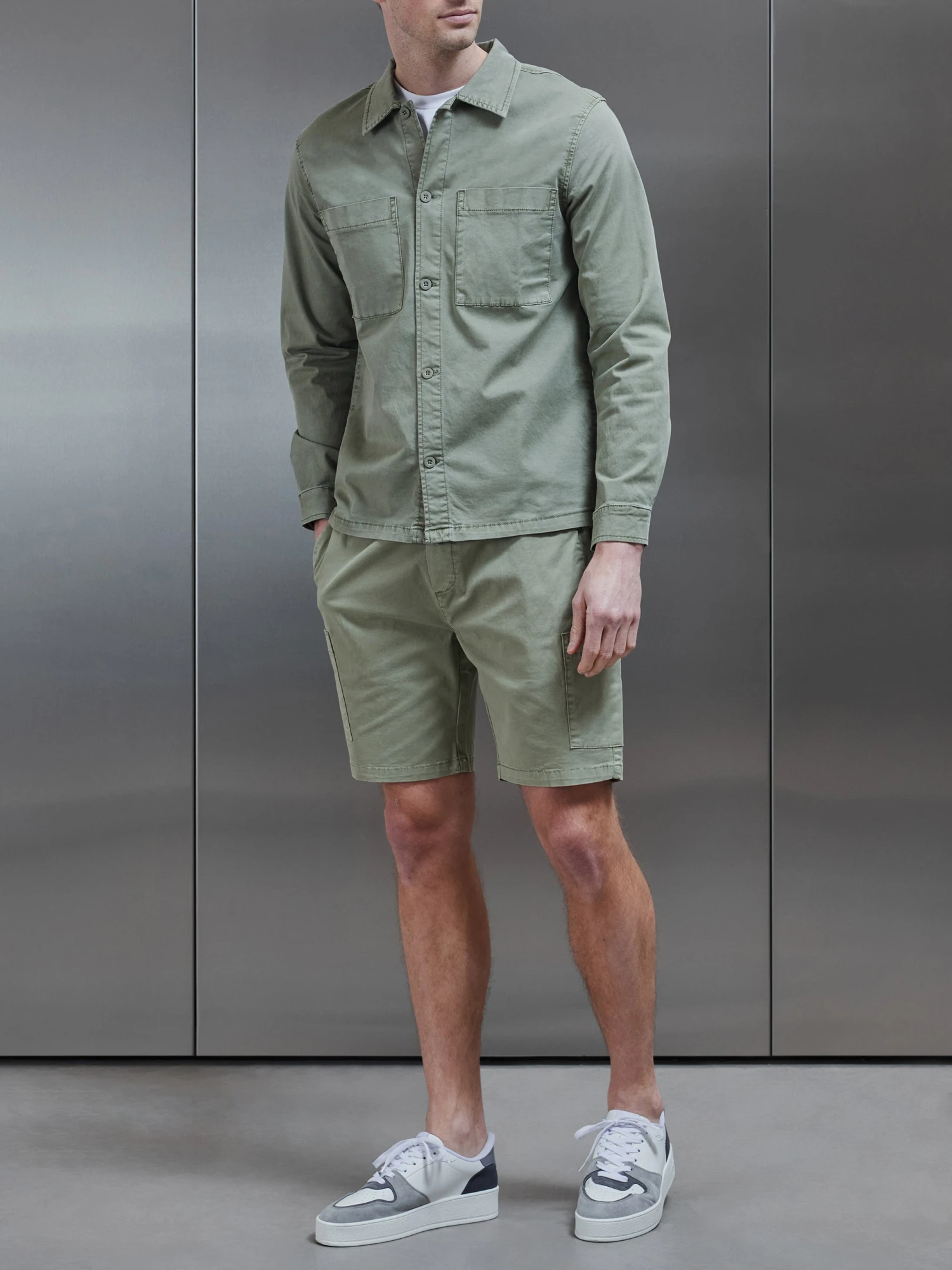 Garment Dye Overshirt In Olive 6 Garment Dye Overshirt In Olive - Image 4