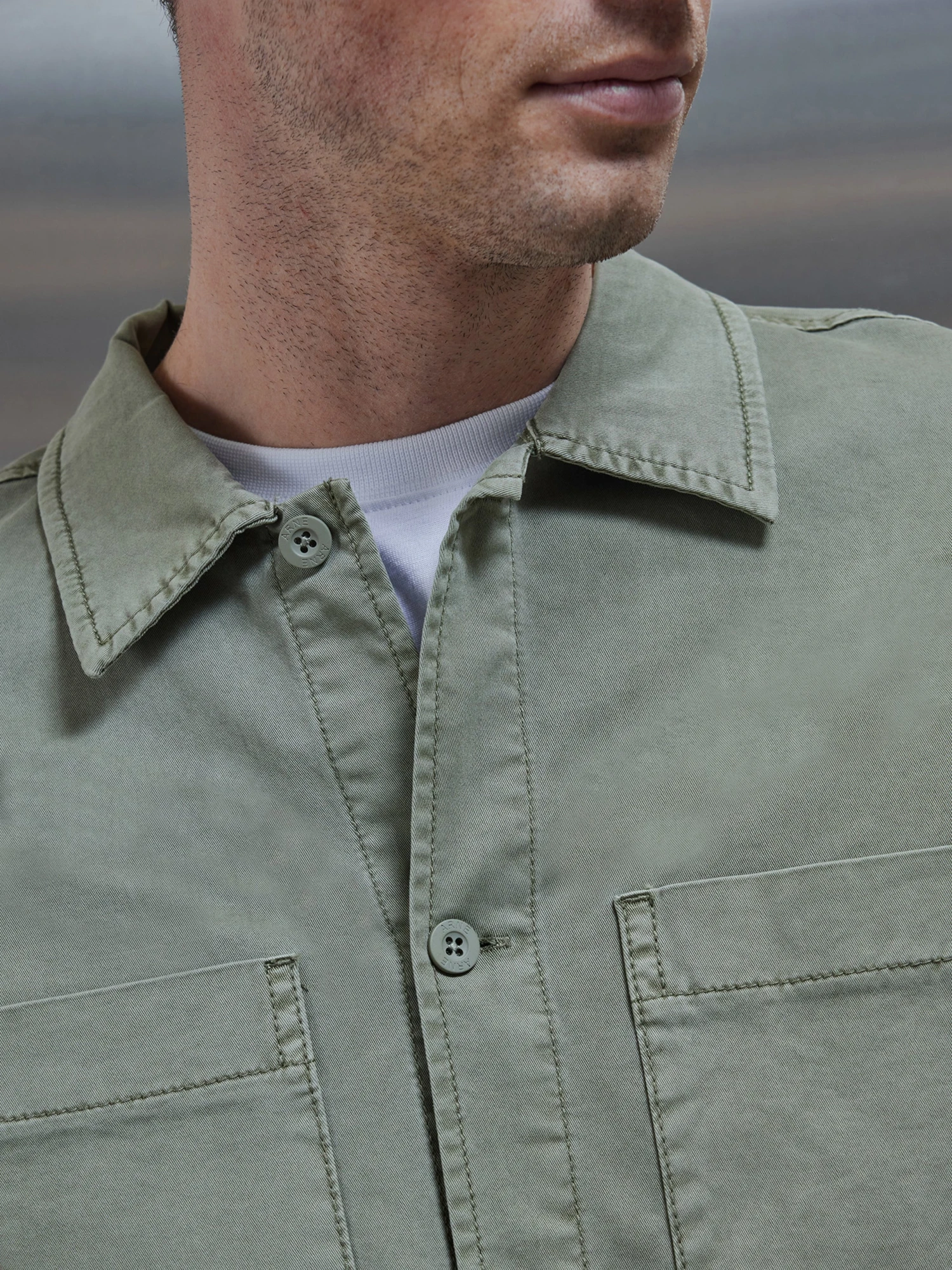 Garment Dye Overshirt In Olive 7 Garment Dye Overshirt In Olive - Image 5