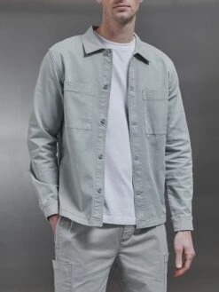 Garment Dye Overshirt In Stone