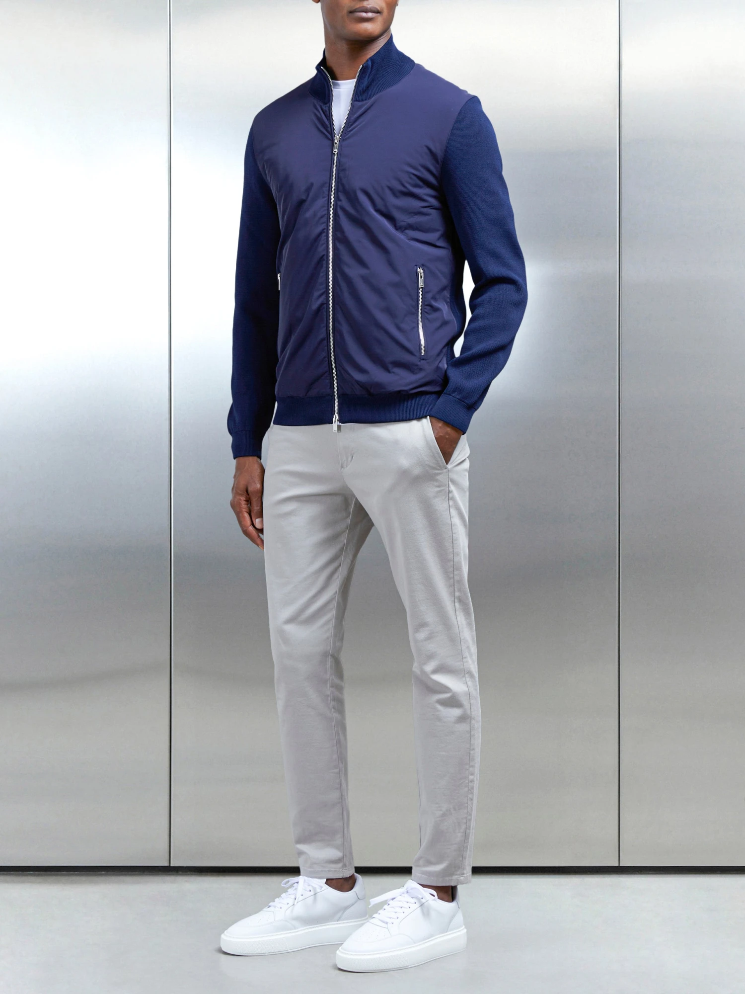 Hybrid Knitted Jacket In Navy 4 Hybrid Knitted Jacket In Navy - Image 2