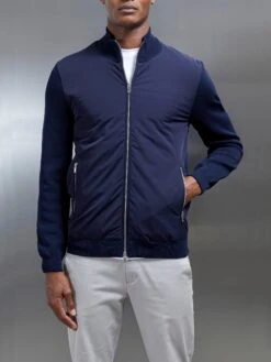 Hybrid Knitted Jacket In Navy