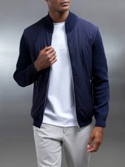 Hybrid Knitted Jacket In Navy 11 Hybrid Knitted Jacket In Navy -Cheap Shirts Shop HYBRIDKNITTEDJACKET NAVY 1551