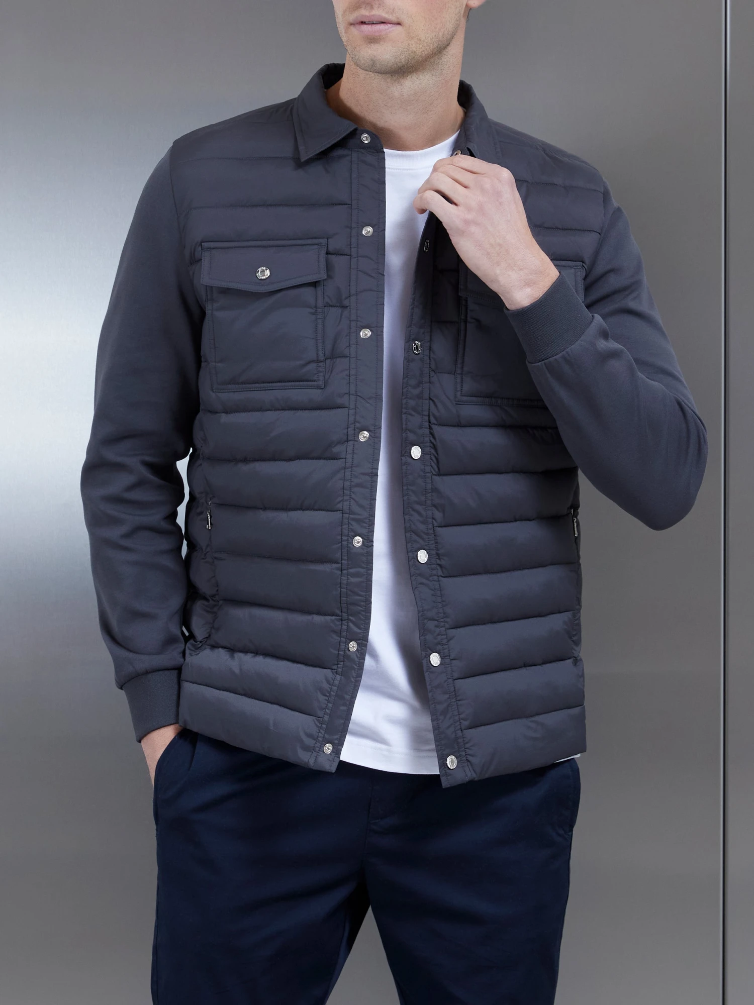 Hybrid Quilted Overshirt In Grey 3 Hybrid Quilted Overshirt In Grey