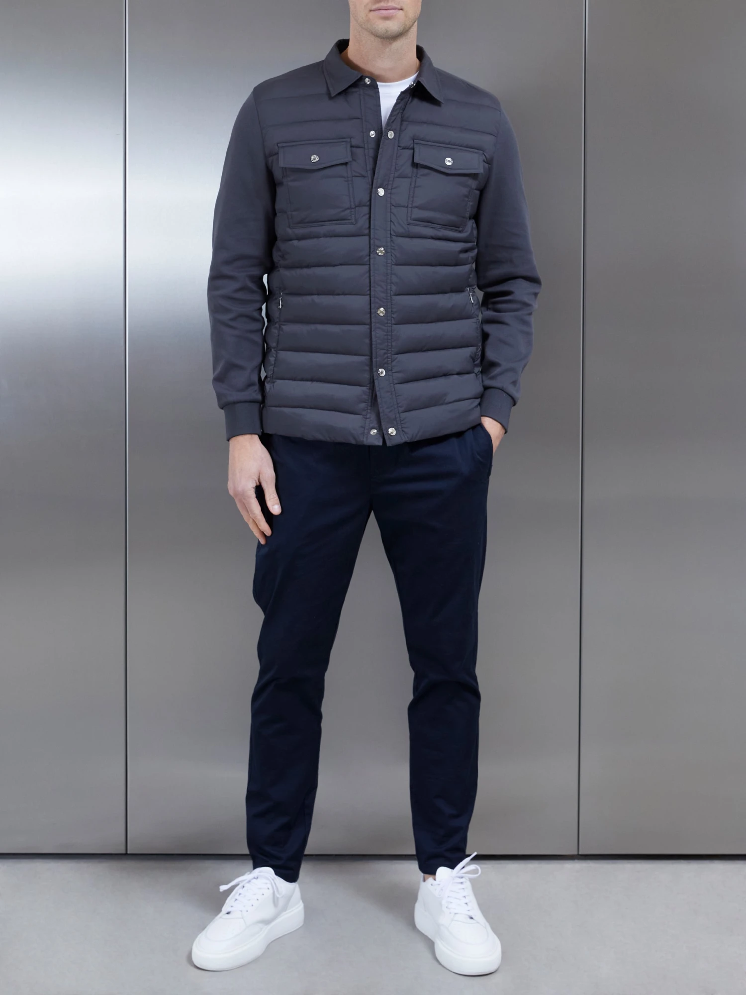 Hybrid Quilted Overshirt In Grey 6 Hybrid Quilted Overshirt In Grey - Image 4