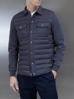 Hybrid Quilted Overshirt In Grey 12 Hybrid Quilted Overshirt In Grey -Cheap Shirts Shop HYBRIDQUILTEDOVERSHIRT GREY2655
