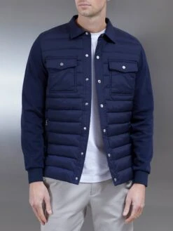 Hybrid Quilted Overshirt In Navy