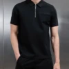 Hybrid Cargo Zip Polo Shirt In Black -Cheap Shirts Shop HYBRID CARGO POLO SHIRT BLACK 5594