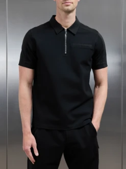 Hybrid Cargo Zip Polo Shirt In Black -Cheap Shirts Shop HYBRID CARGO POLO SHIRT BLACK 5600