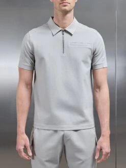 Hybrid Cargo Zip Polo Shirt In Stone -Cheap Shirts Shop HYBRID CARGO POLO SHIRT IN STONE 5448