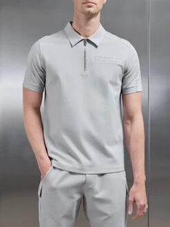 Hybrid Cargo Zip Polo Shirt In Stone