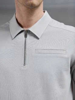 Hybrid Cargo Zip Polo Shirt In Stone -Cheap Shirts Shop HYBRID CARGO POLO SHIRT IN STONE 5458