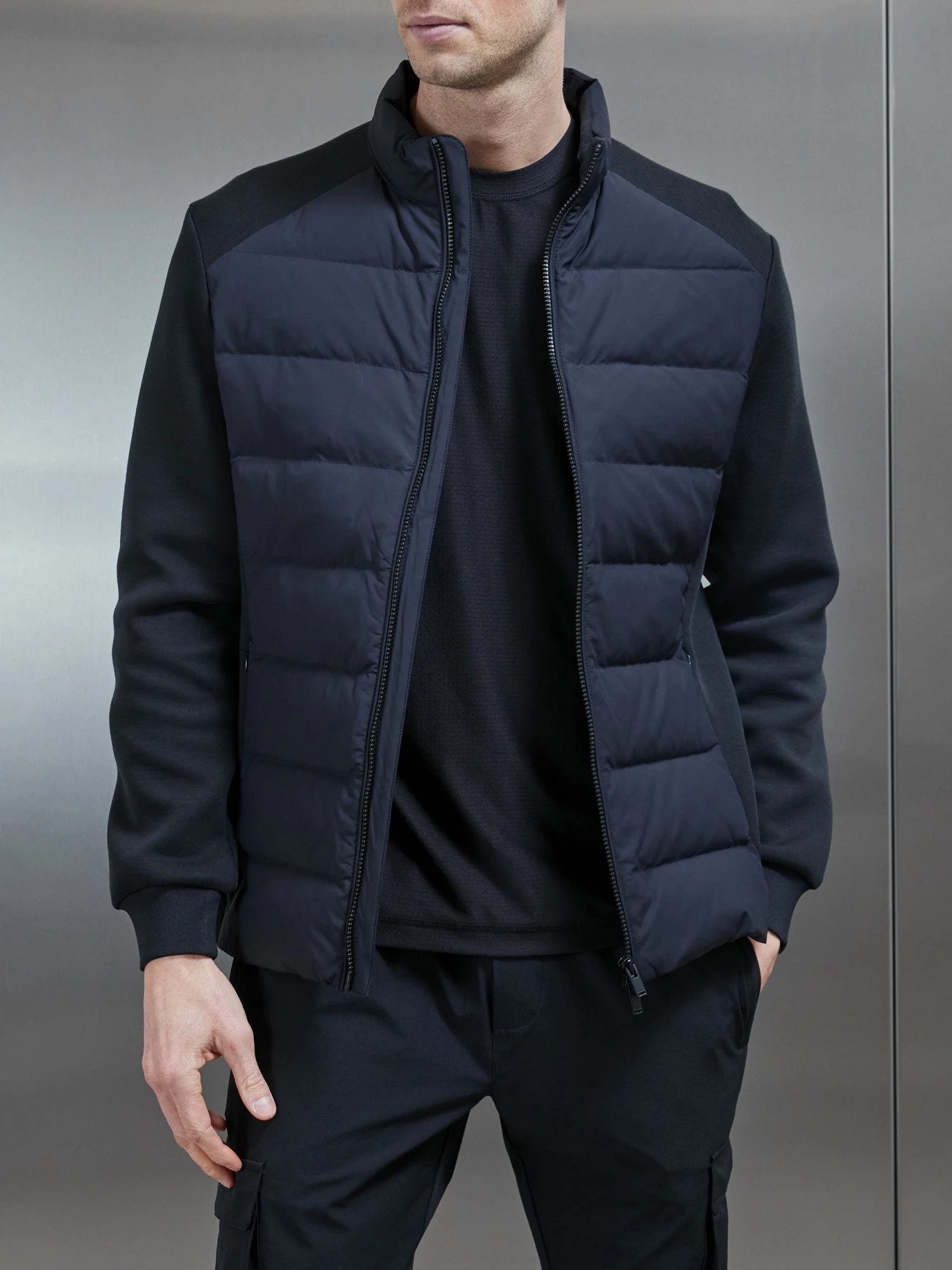 Hybrid Technical Puffer Jacket In Black 5 Hybrid Technical Puffer Jacket In Black - Image 3