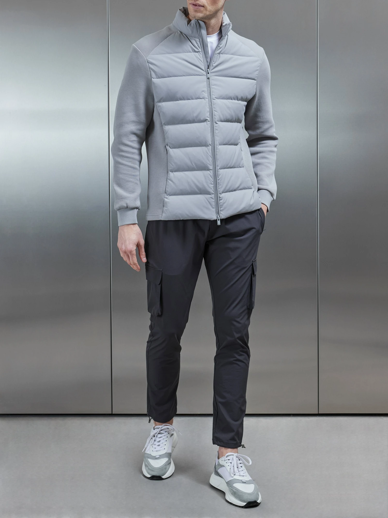 Hybrid Technical Puffer Jacket In Mid Grey 4 Hybrid Technical Puffer Jacket In Mid Grey - Image 2