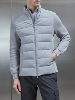 Hybrid Technical Puffer Jacket In Mid Grey