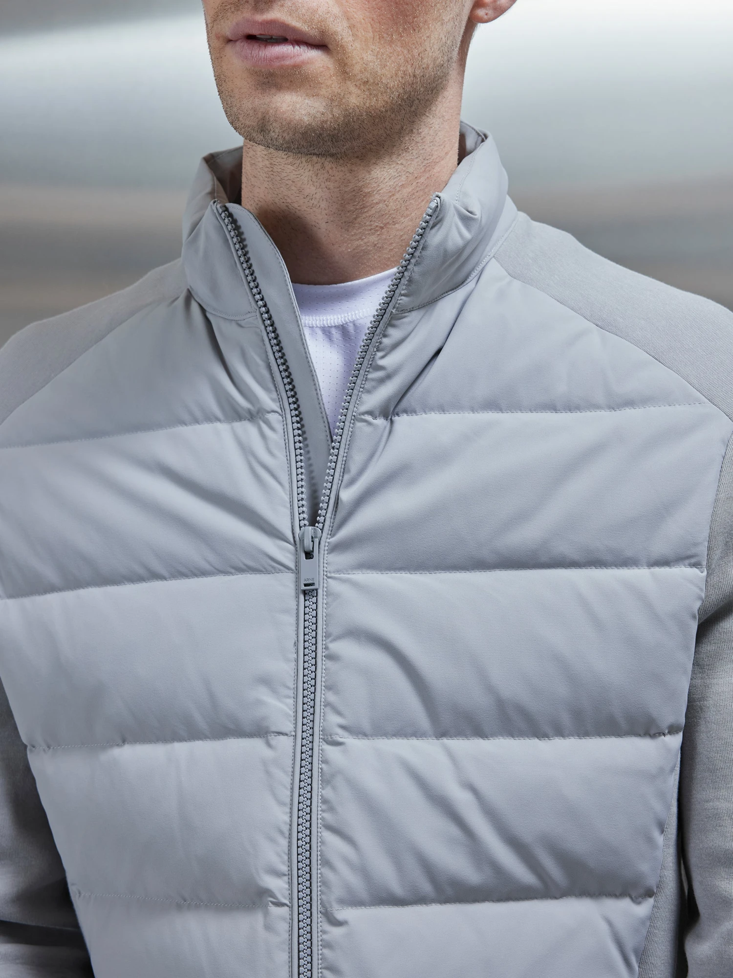 Hybrid Technical Puffer Jacket In Mid Grey 6 Hybrid Technical Puffer Jacket In Mid Grey - Image 4
