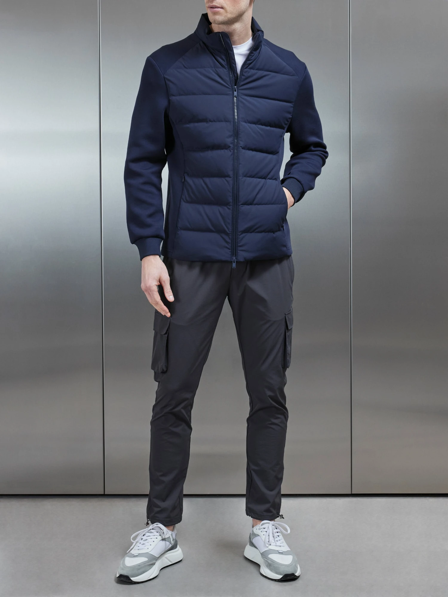 Hybrid Technical Puffer Jacket In Navy 4 Hybrid Technical Puffer Jacket In Navy - Image 2