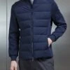 Hybrid Technical Puffer Jacket In Navy