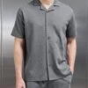 Interlock Relaxed Fit Revere Collar Shirt In Grey 2 Interlock Relaxed Fit Revere Collar Shirt In Grey -Cheap Shirts Shop INTERLOCK RELAXED SHIRT IN GREY 0883