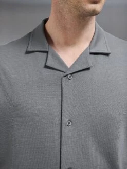 Interlock Relaxed Fit Revere Collar Shirt In Grey 9 Interlock Relaxed Fit Revere Collar Shirt In Grey -Cheap Shirts Shop INTERLOCK RELAXED SHIRT IN GREY 0889