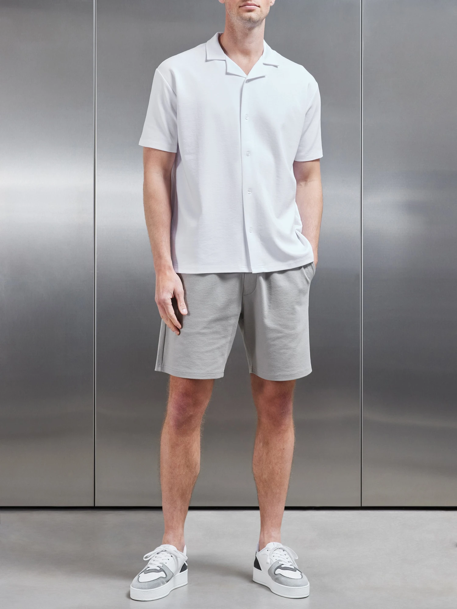 Interlock Relaxed Fit Revere Collar Shirt In White 4 Interlock Relaxed Fit Revere Collar Shirt In White - Image 2