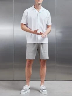 Interlock Relaxed Fit Revere Collar Shirt In White 11 Interlock Relaxed Fit Revere Collar Shirt In White -Cheap Shirts Shop INTERLOCK RELAXED SHIRT IN WHITE 1192