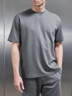 Interlock Relaxed Fit T-Shirt In Grey -Cheap Shirts Shop INTERLOCK RELAXED TSHIRT IN GREY 1072