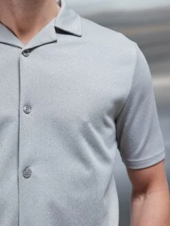 Textured Interlock Revere Collar Shirt In Stone 7 Textured Interlock Revere Collar Shirt In Stone -Cheap Shirts Shop INTERLOCK REVERE COLLAR STONE 0190