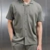 Interlock Relaxed Fit Revere Collar Shirt In Sage -Cheap Shirts Shop InterlockRelaxedFitRevereCollarShirtinSage1
