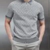 Jacquard Knitted Zip Polo Shirt In Grey 2 Jacquard Knitted Zip Polo Shirt In Grey -Cheap Shirts Shop JACQUARD KNITTED ZIP POLO SHIRT IN GREY 0094 2