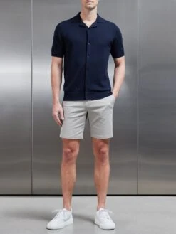 Knitted Revere Collar Shirt In Navy -Cheap Shirts Shop KNITTEDREVERECOLLARSHIRT NAVY 12