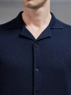 Knitted Revere Collar Shirt In Navy -Cheap Shirts Shop KNITTEDREVERECOLLARSHIRT NAVY 15