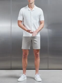 Knitted Revere Collar Shirt In White -Cheap Shirts Shop KNITTEDREVERECOLLARSHIRT WHITE 6