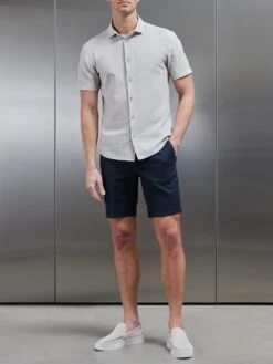 Cheap Shirts Shop -Cheap Shirts Shop LINEN SHORT SLEEVE CUTAWAY COLLAR SHIRT IN STONE 28585