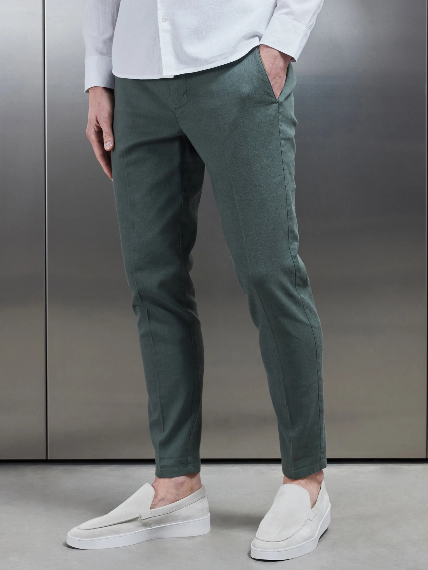 Linen Tailored Trouser In Sage 2 Linen Tailored Trouser In Sage
