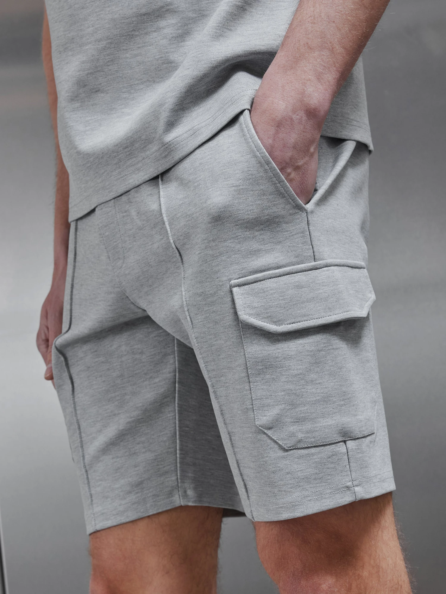 Luxe Cargo Short In Marl Grey 5 Luxe Cargo Short In Marl Grey - Image 3