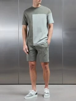 Luxe Colour Block T-Shirt In Sage -Cheap Shirts Shop LUXE COLOUR BLOCK T SHIRT IN SAGE 4428