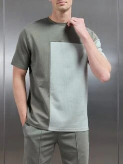 Luxe Colour Block T-Shirt In Sage -Cheap Shirts Shop LUXE COLOUR BLOCK T SHIRT IN SAGE 4448