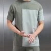Luxe Colour Block T-Shirt In Sage -Cheap Shirts Shop LUXE COLOUR BLOCK T SHIRT IN SAGE 4450
