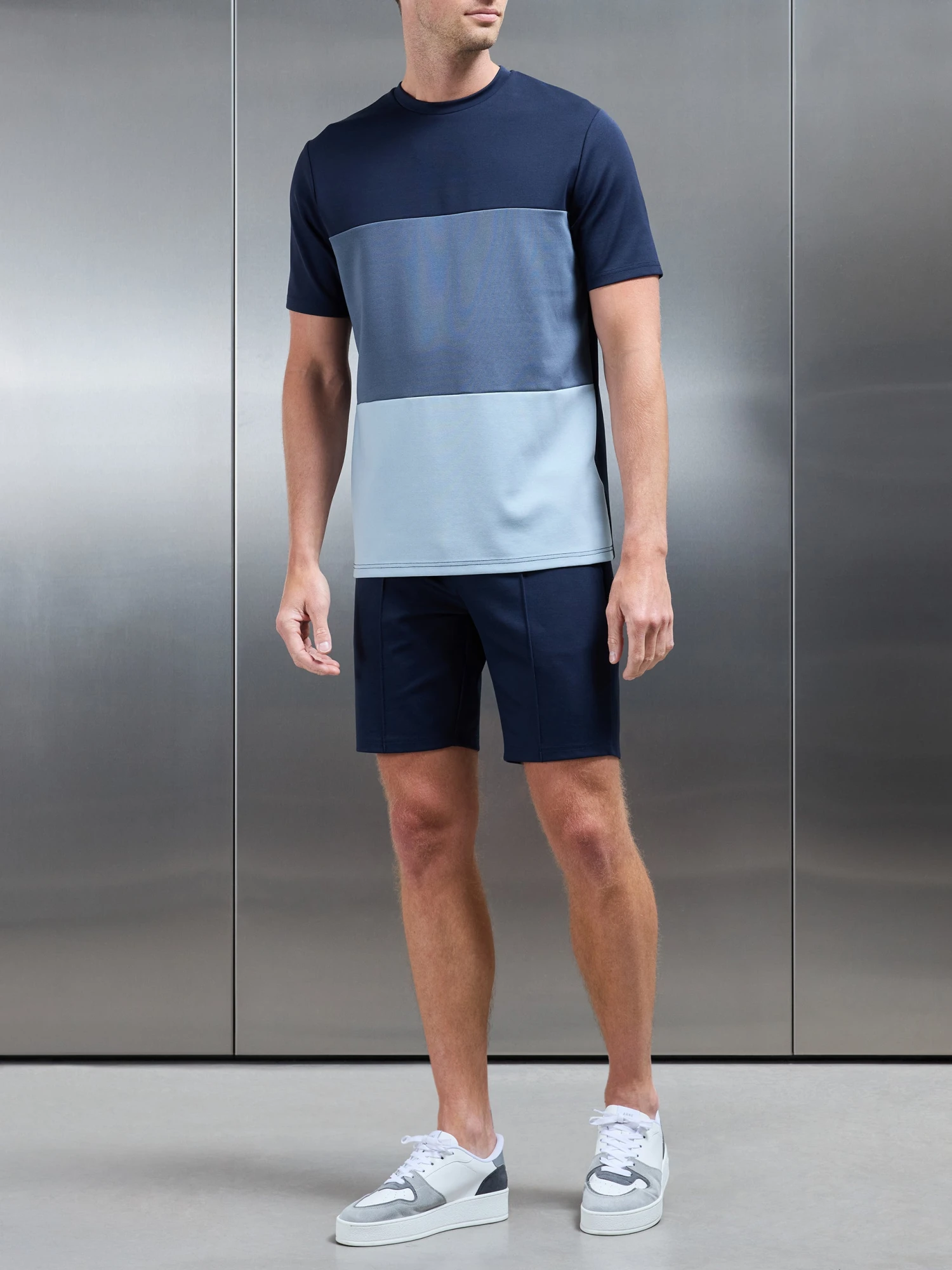 Luxe Panel Colour Block T-Shirt In Navy 4 Luxe Panel Colour Block T-Shirt In Navy - Image 2
