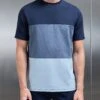 Luxe Panel Colour Block T-Shirt In Navy -Cheap Shirts Shop LUXE COLOUR BLOCK TSHIRT IN NAVY 789