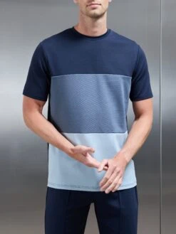 Luxe Panel Colour Block T-Shirt In Navy 11 Luxe Panel Colour Block T-Shirt In Navy -Cheap Shirts Shop LUXE COLOUR BLOCK TSHIRT IN NAVY 790